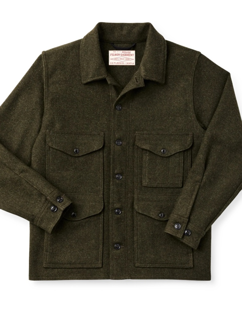 Filson Mackinaw Cruiser Olive Wool-Blend Coat